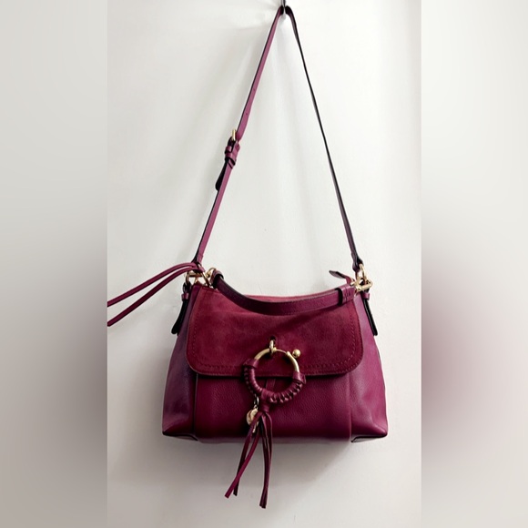 See By Chloé Burgundy Crossbody/shoulder Suede Leather bag  14” x 8” - Picture 4 of 16
